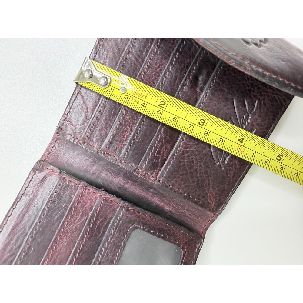 Patricia Nash Reiti Leather Wallet Kisslock Change Pocket Three Fold Burgundy - Picture 12 of 14
